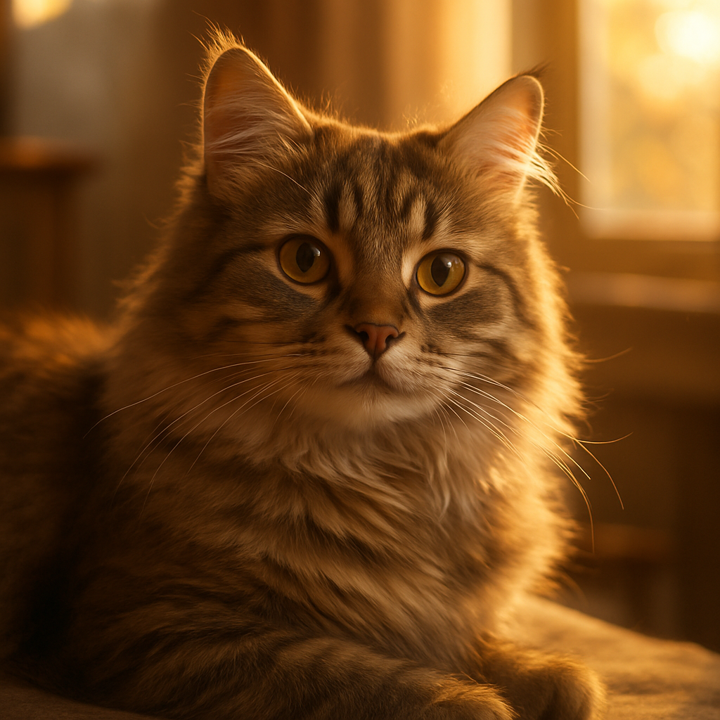 Whiskers the cat basking in a sunbeam.