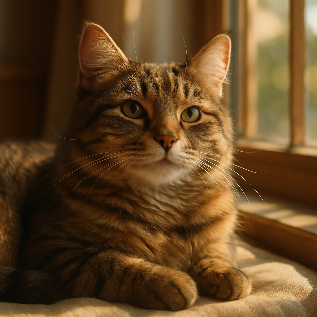 A tabby cat napping on a sunny windowsill