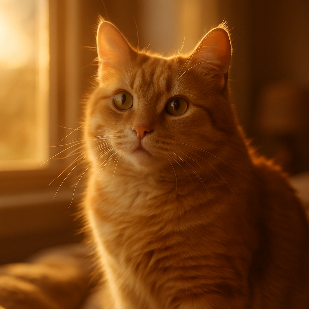 Ginger cat Milo basking in the morning sun.