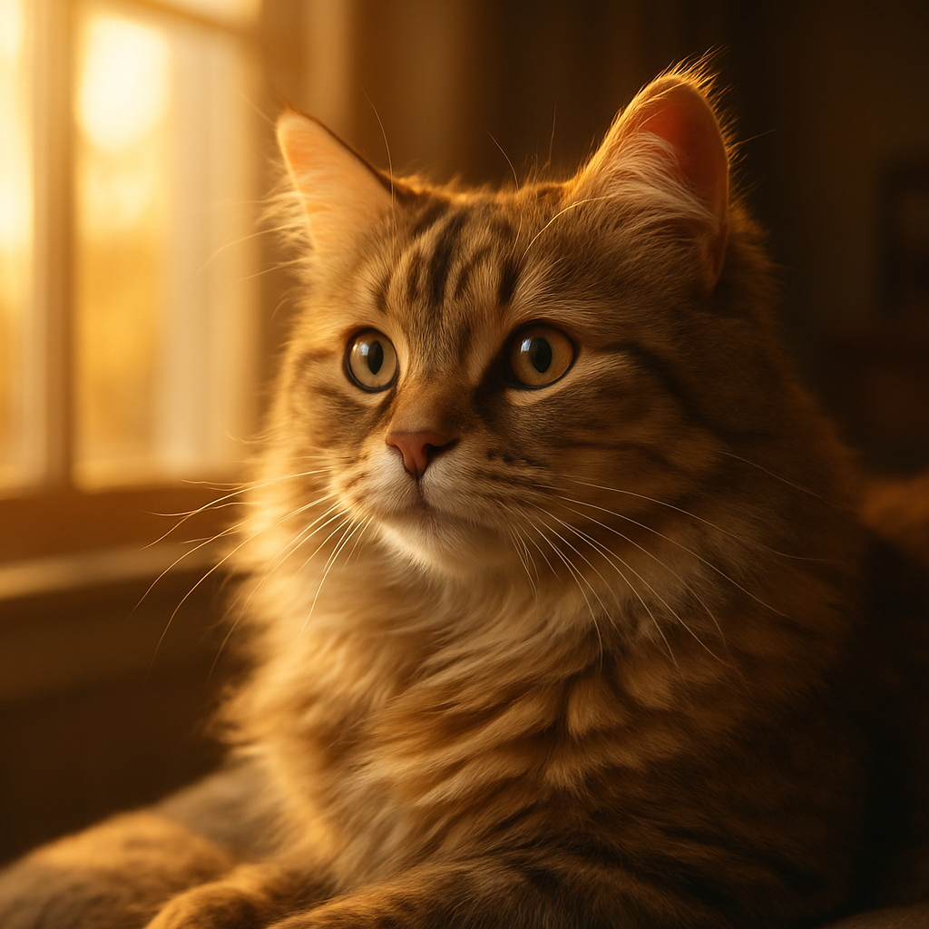 Milo the cat gazing out a sunny window