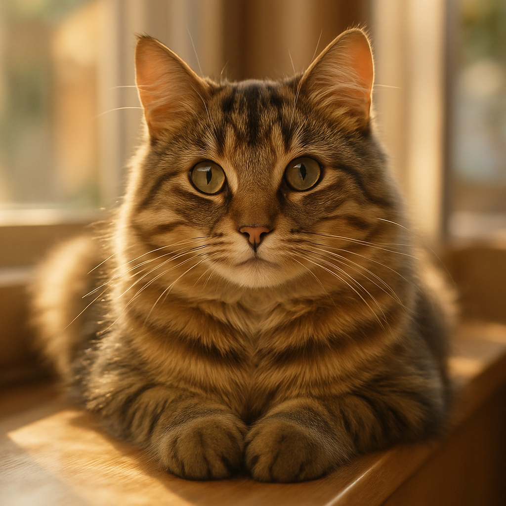 Tabby cat lounging on a sunny windowsill