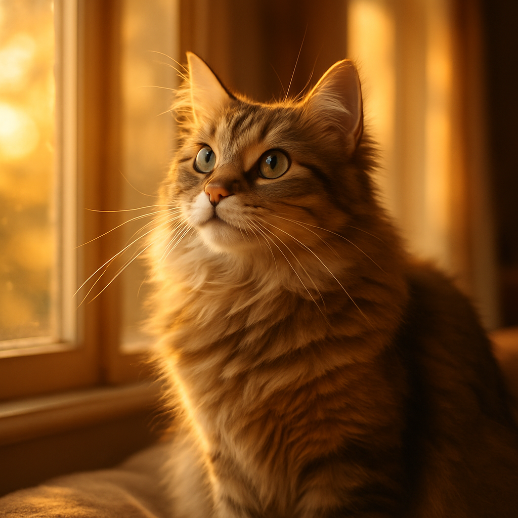 A curious cat watching birds from a sunny window.